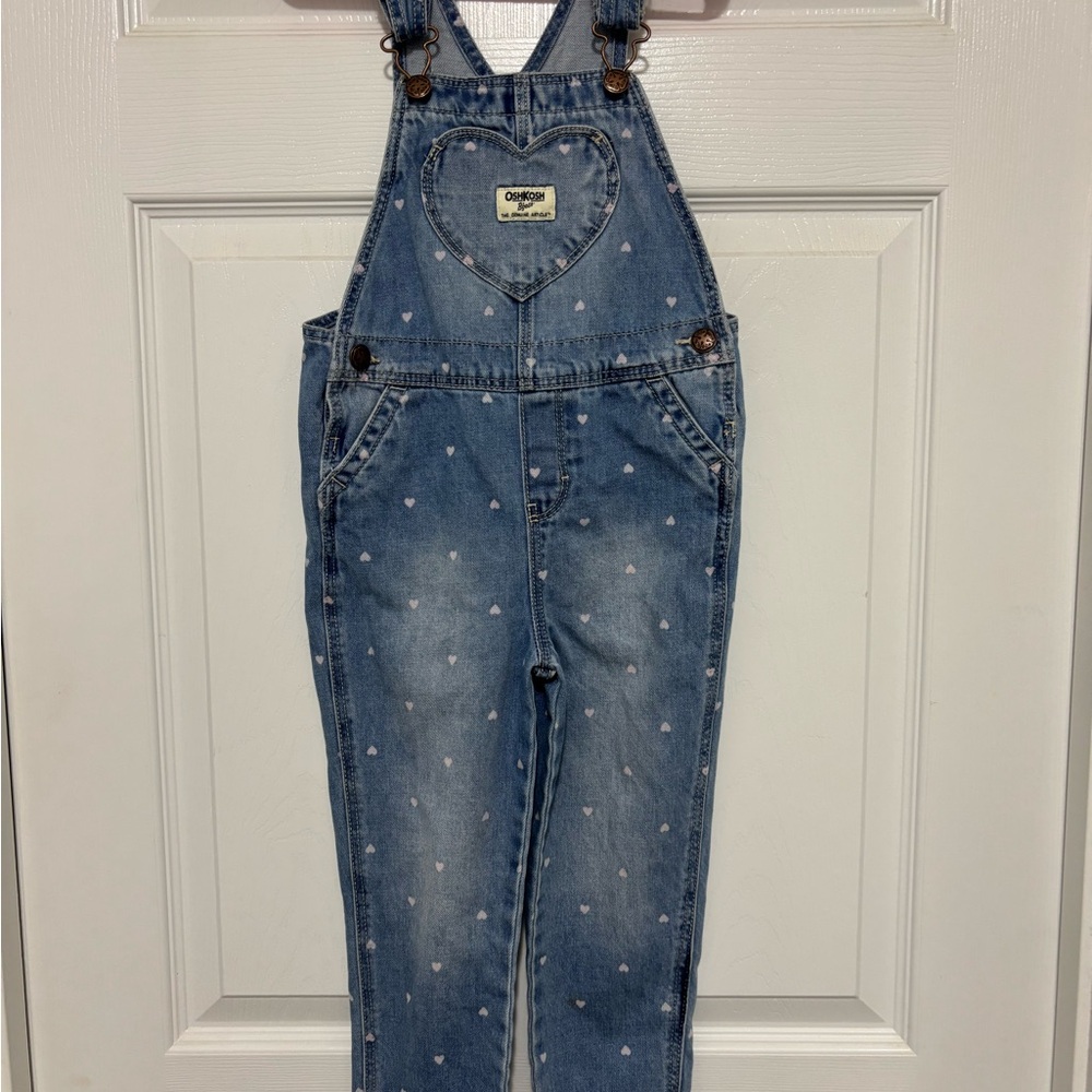 Oshkosh 4T Girls' Denim Heart Overalls